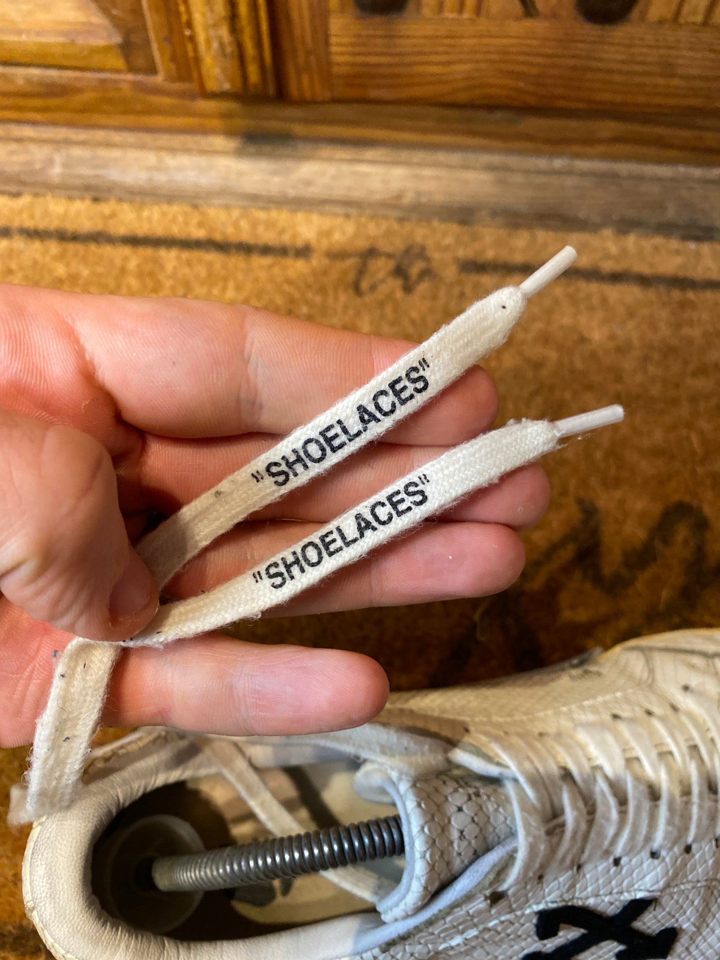 OFF-WHITE VULCANISED CALF LEATHER ‘WHITE BLACK’ - UK 10