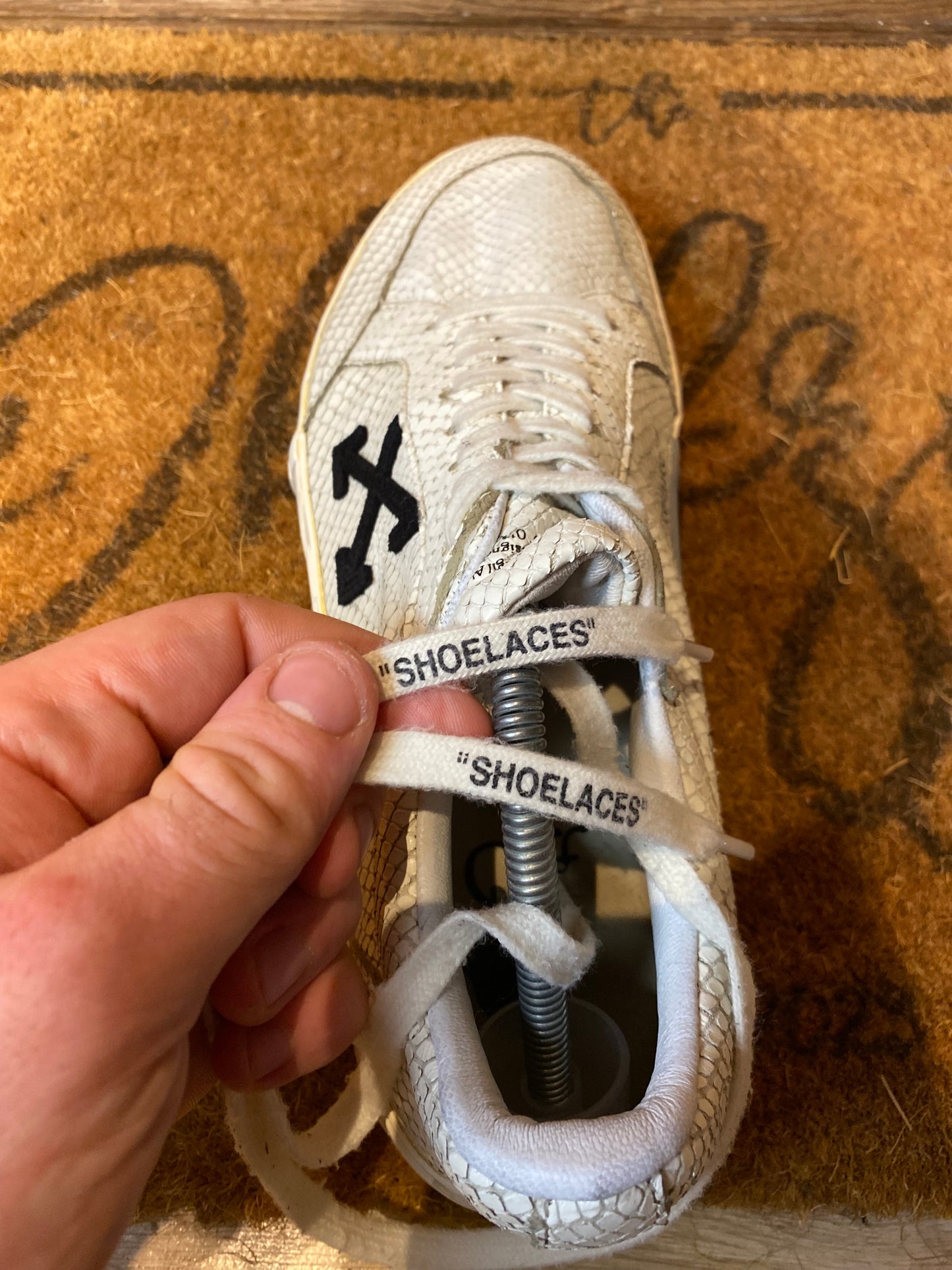 OFF-WHITE VULCANISED CALF LEATHER ‘WHITE BLACK’ - UK 10