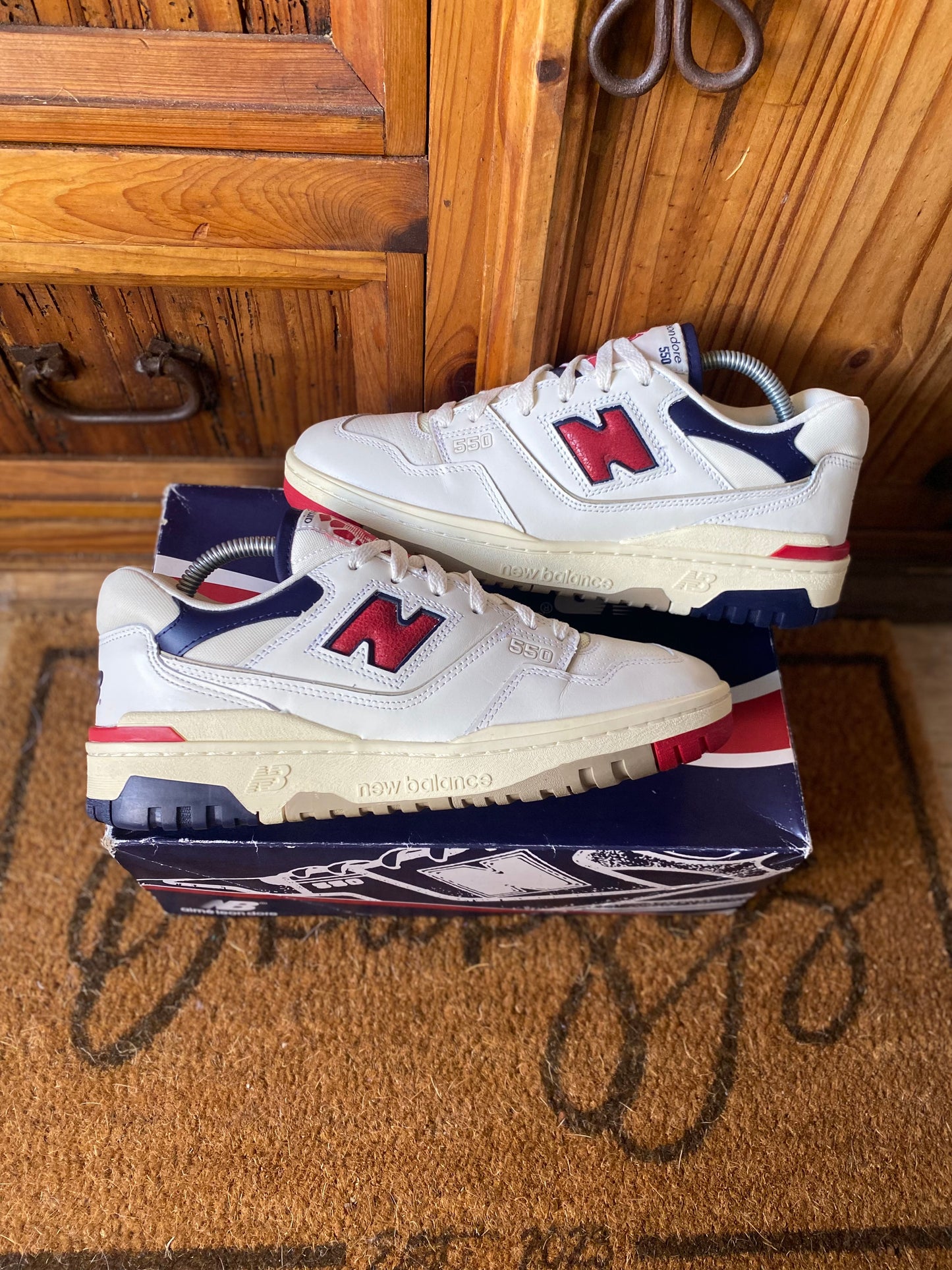 NEW BALANCE 550 AIMÉ LEON DORE ‘WHITE NAVY RED’ - UK 8.5