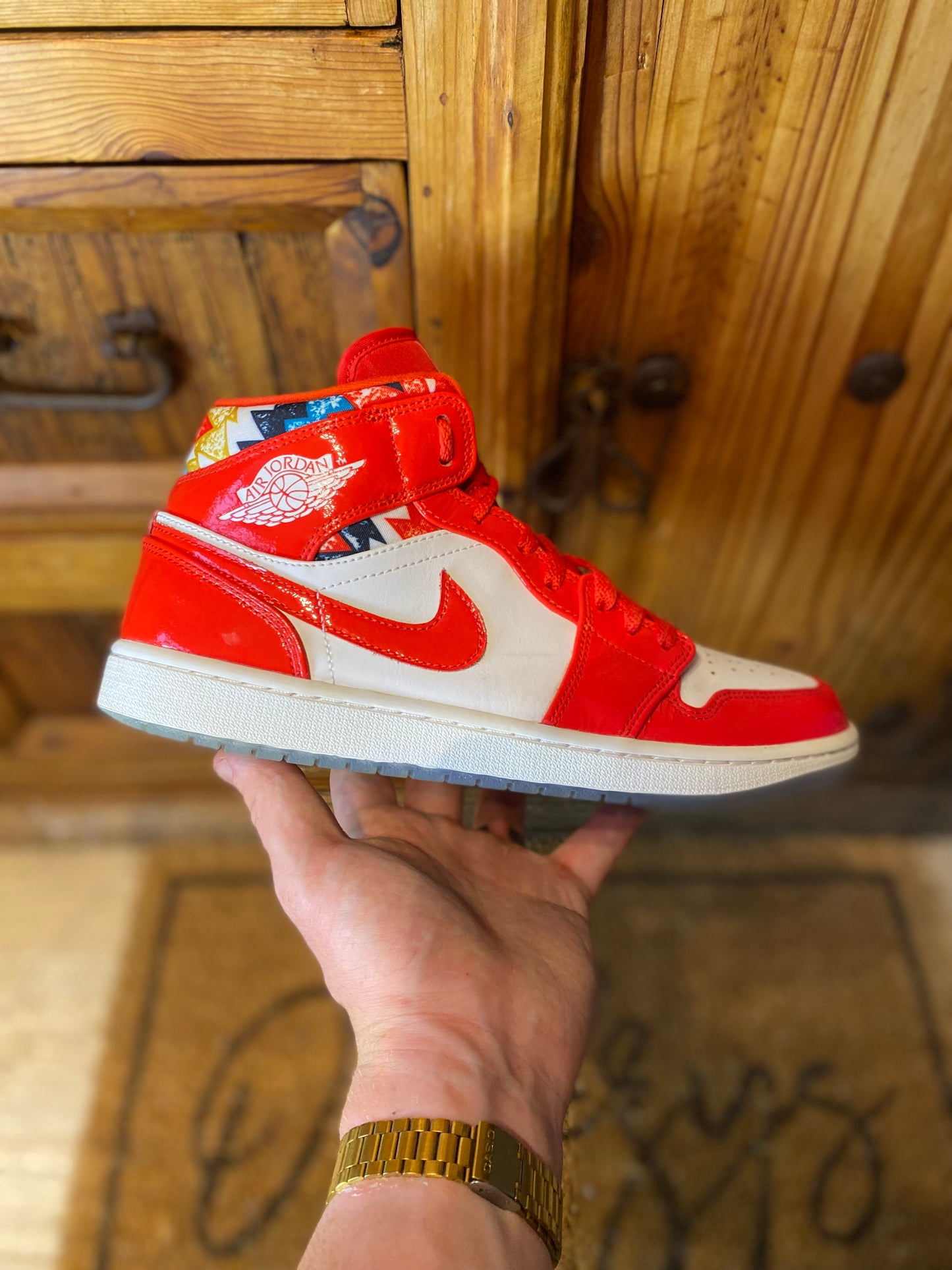 JORDAN 1 MID ‘BARCELONA RED SWEATER PATENT’ - UK 8.5