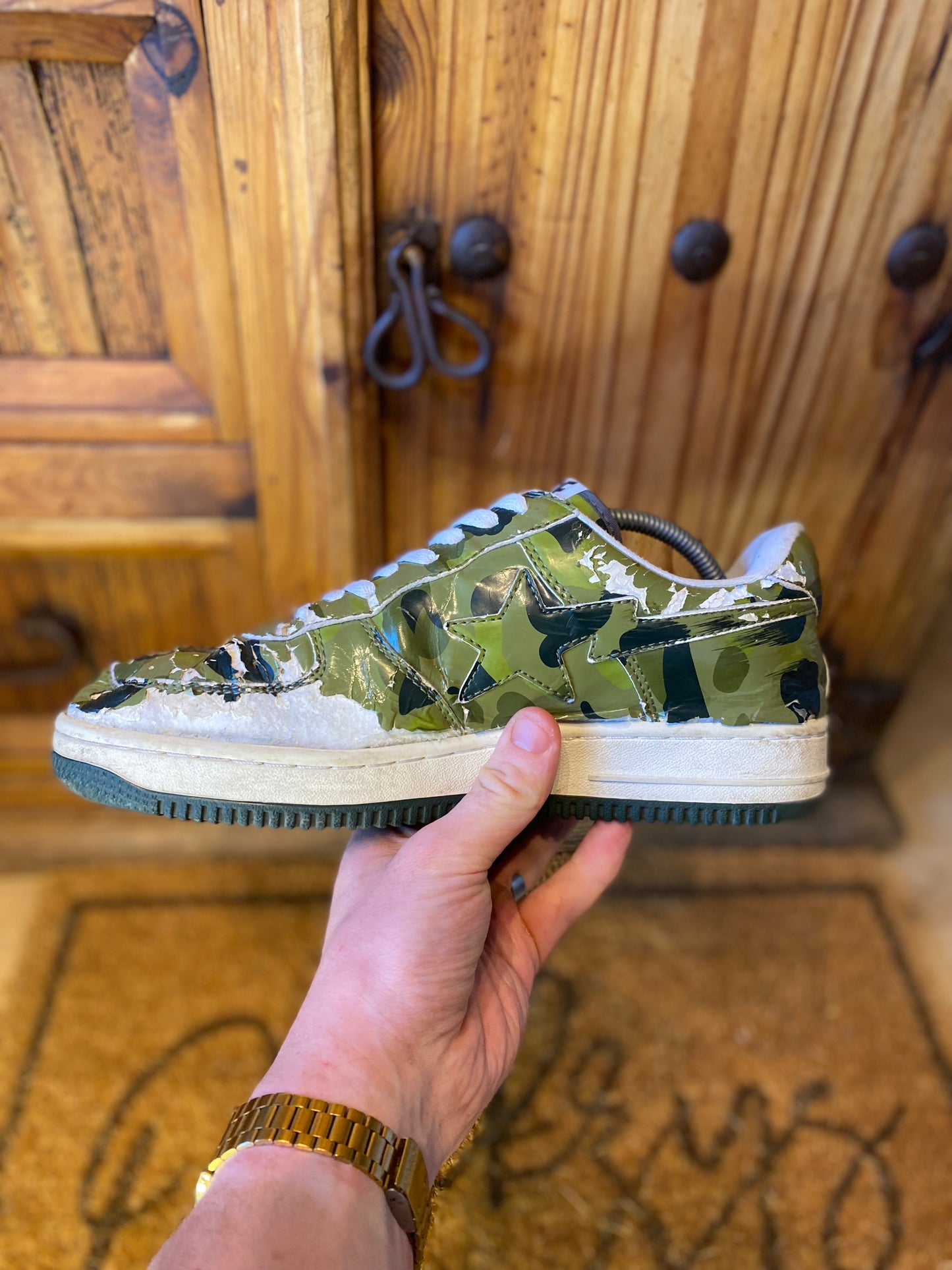 A BATHING APE BAPESTA ‘GREEN CAMO’ 2008 - UK 9