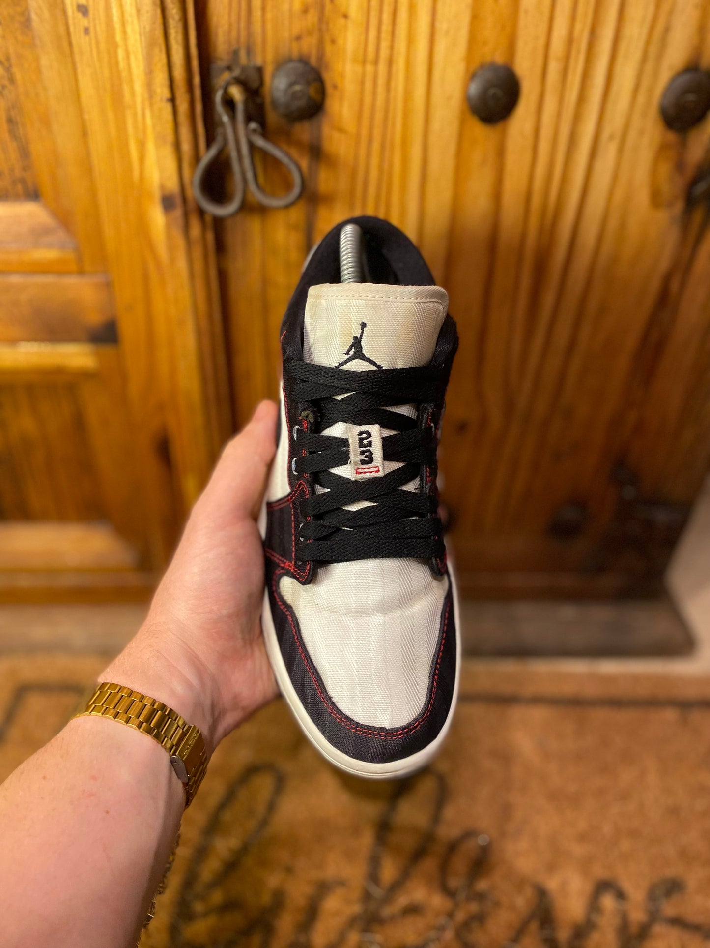 JORDAN 1 LOW ‘BLACK WHITE GYM RED’ - UK 5.5