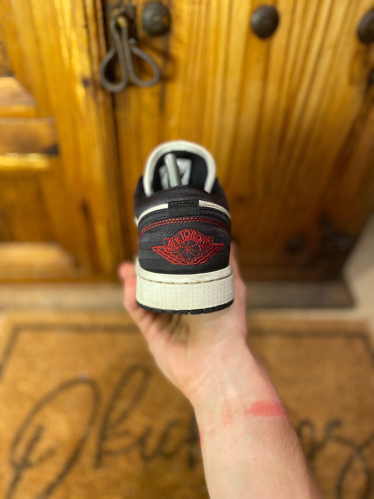 JORDAN 1 LOW ‘BLACK WHITE GYM RED’ - UK 5.5