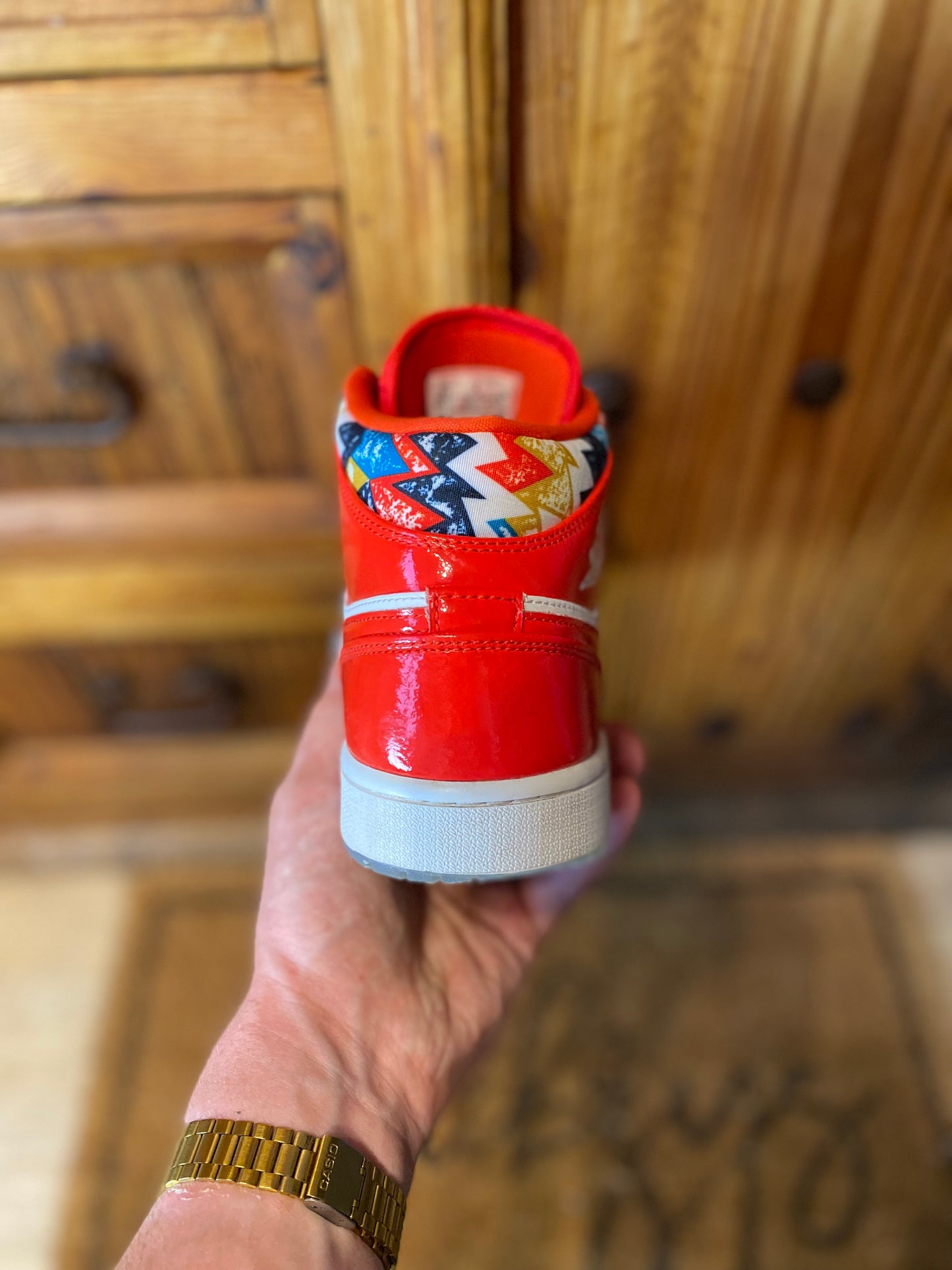 JORDAN 1 MID ‘BARCELONA RED SWEATER PATENT’ - UK 8.5