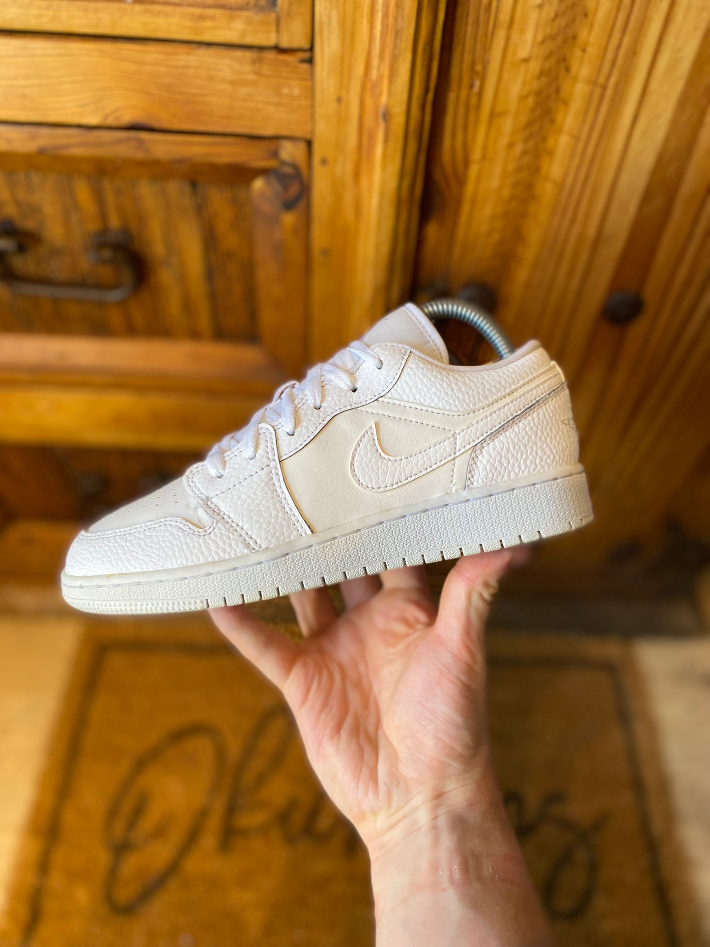 JORDAN 1 LOW ‘TRIPLE WHITE TUMBLED LEATHER’ - UK 5
