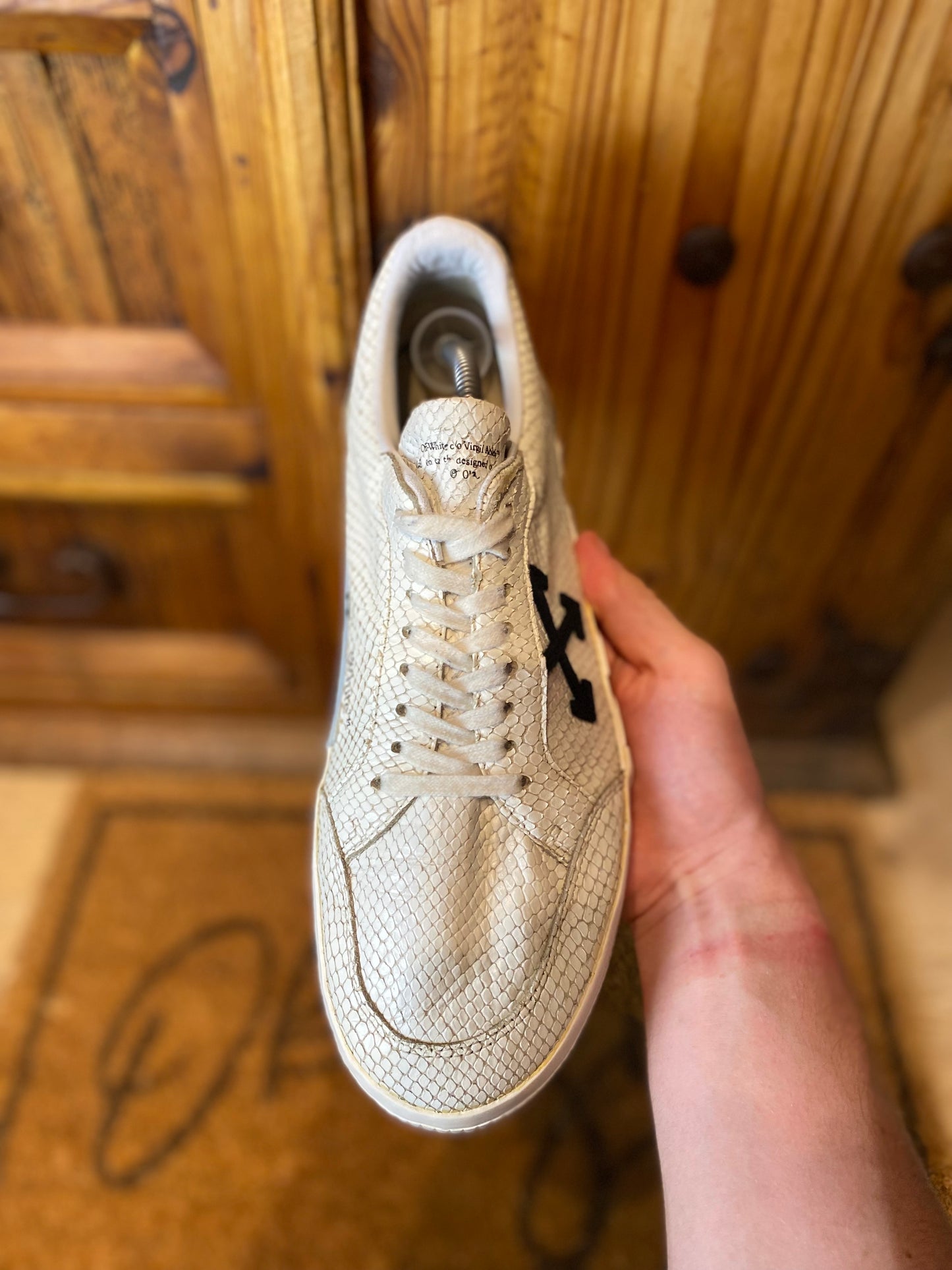OFF-WHITE VULCANISED CALF LEATHER ‘WHITE BLACK’ - UK 10