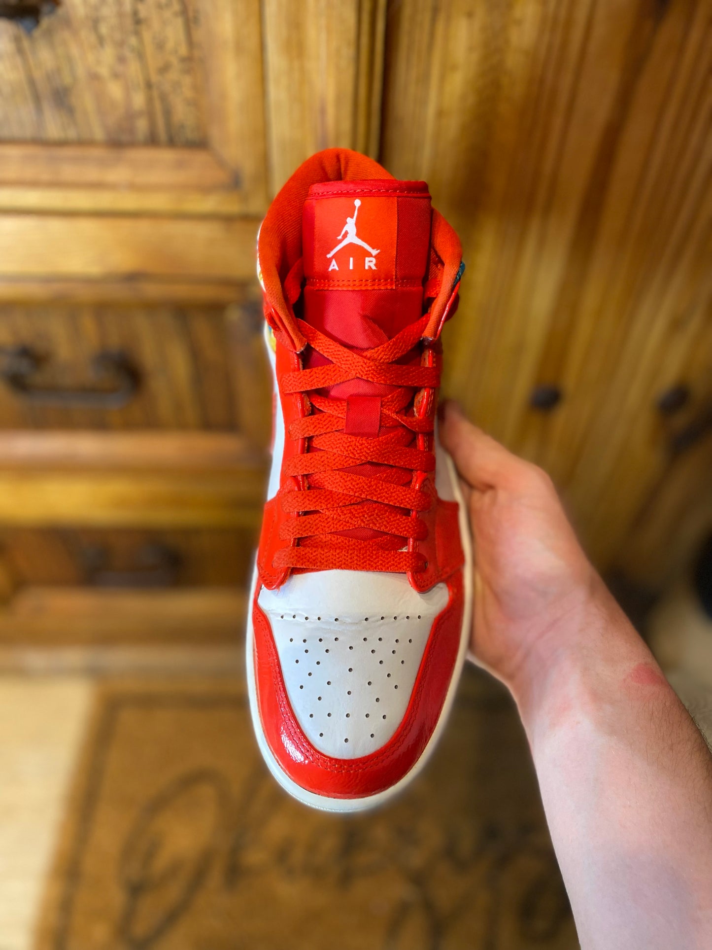 JORDAN 1 MID ‘BARCELONA RED SWEATER PATENT’ - UK 8.5
