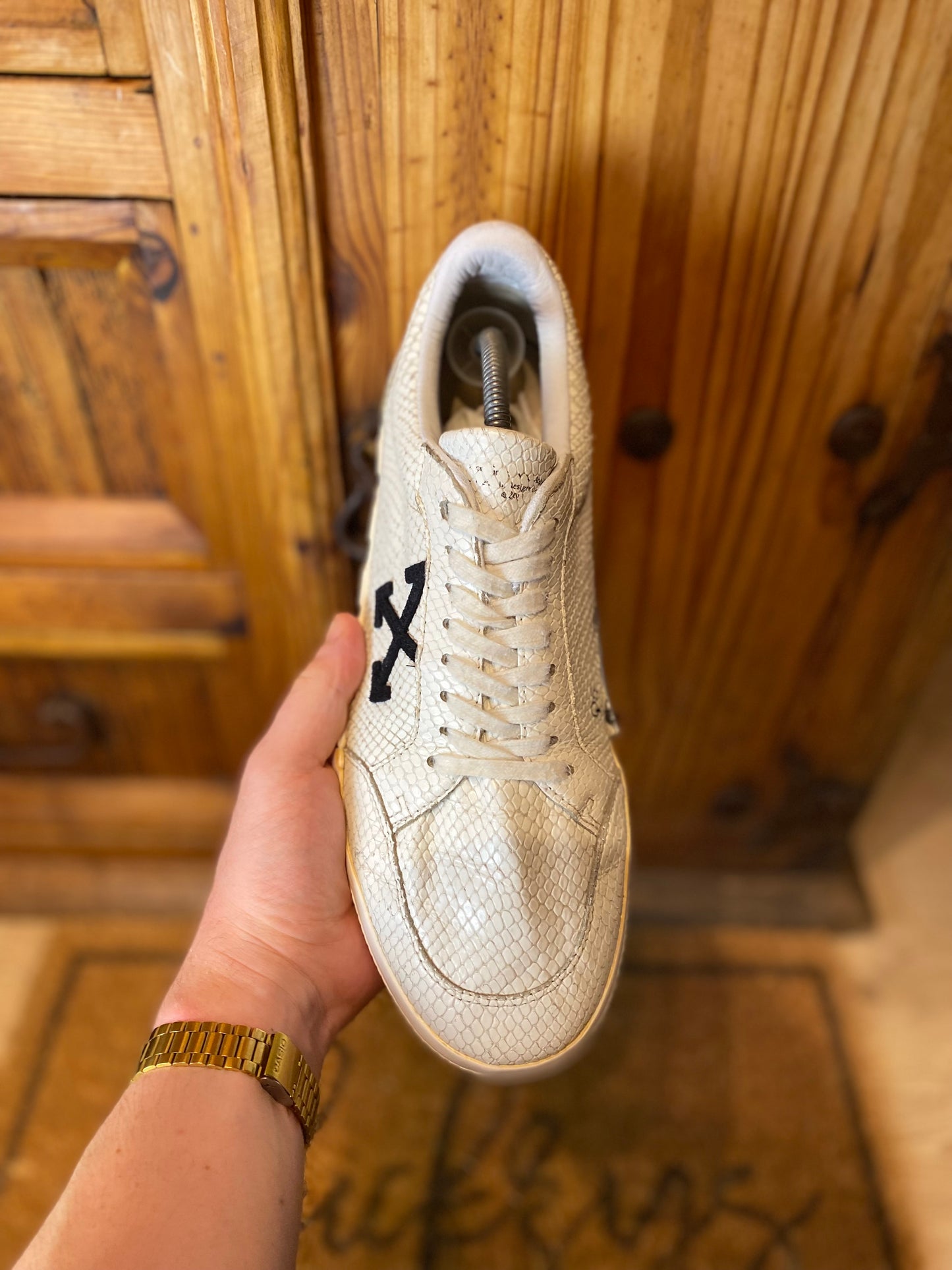 OFF-WHITE VULCANISED CALF LEATHER ‘WHITE BLACK’ - UK 10