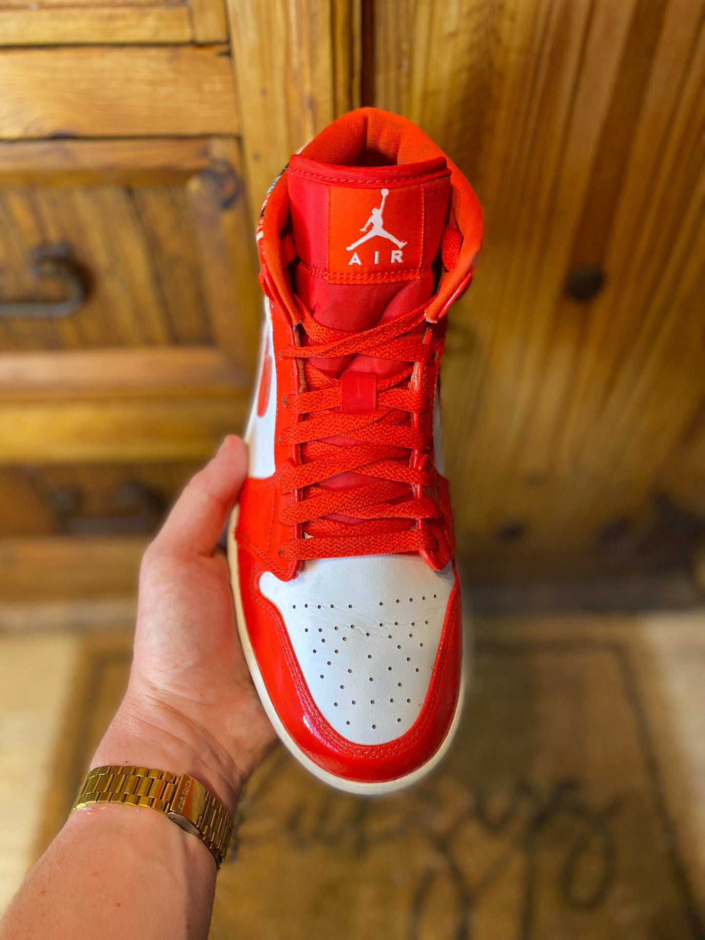 JORDAN 1 MID ‘BARCELONA RED SWEATER PATENT’ - UK 8.5