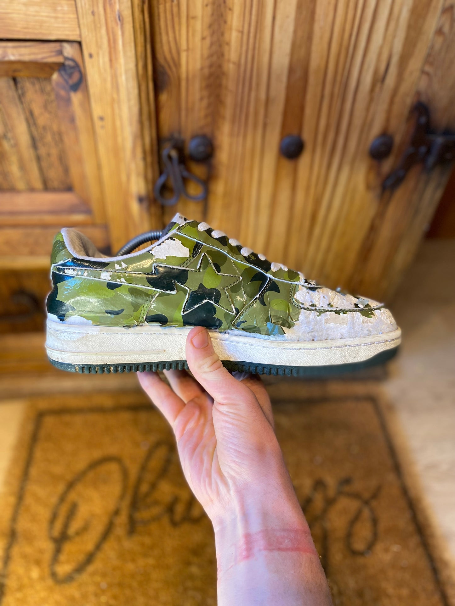 A BATHING APE BAPESTA ‘GREEN CAMO’ 2008 - UK 9