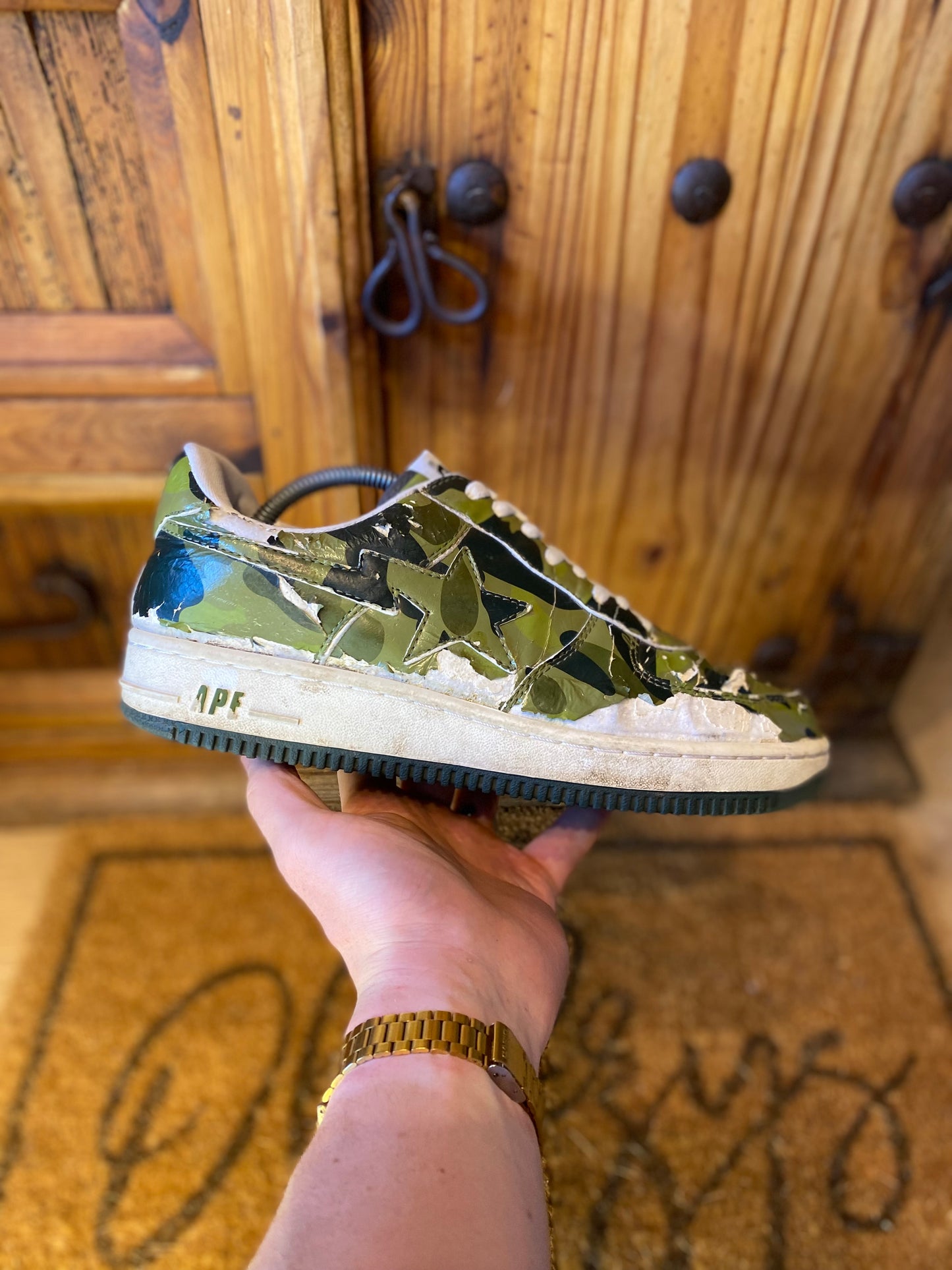 A BATHING APE BAPESTA ‘GREEN CAMO’ 2008 - UK 9