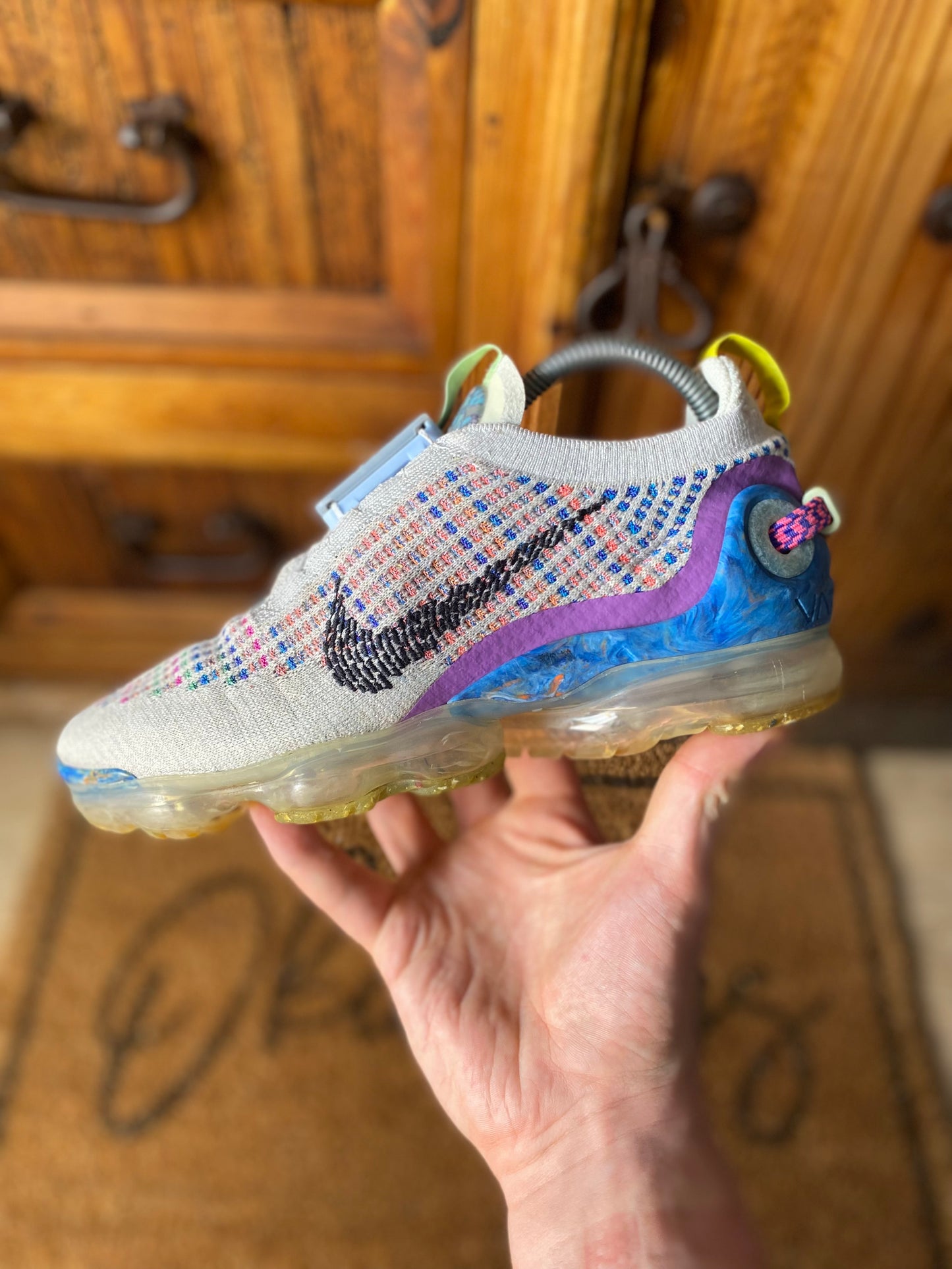 NIKE AIR VAPORMAX FLYKNIT ‘PURE PLATINUM MULTI-COLOUR’ - UK 5.5