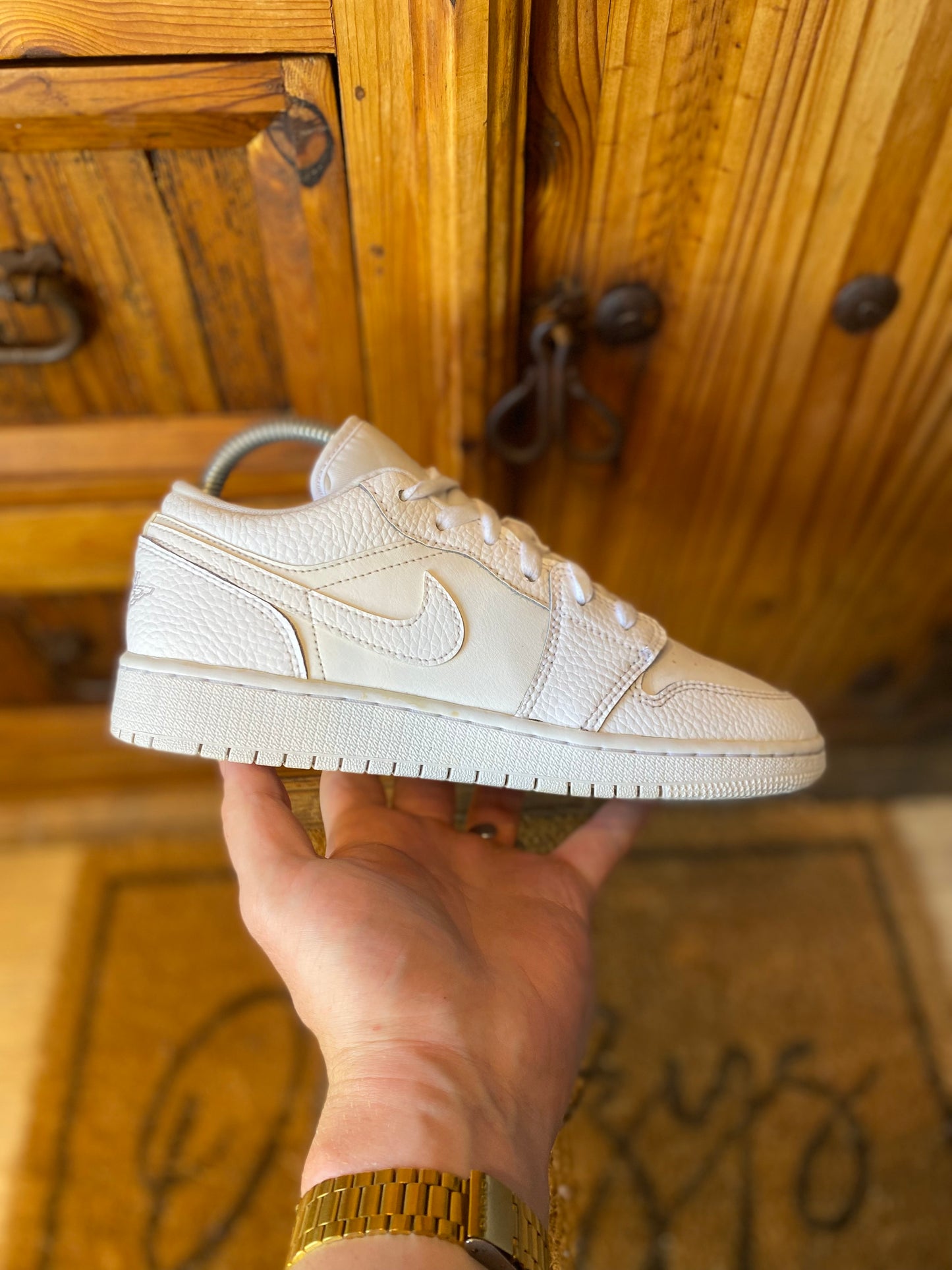 JORDAN 1 LOW ‘TRIPLE WHITE TUMBLED LEATHER’ - UK 5