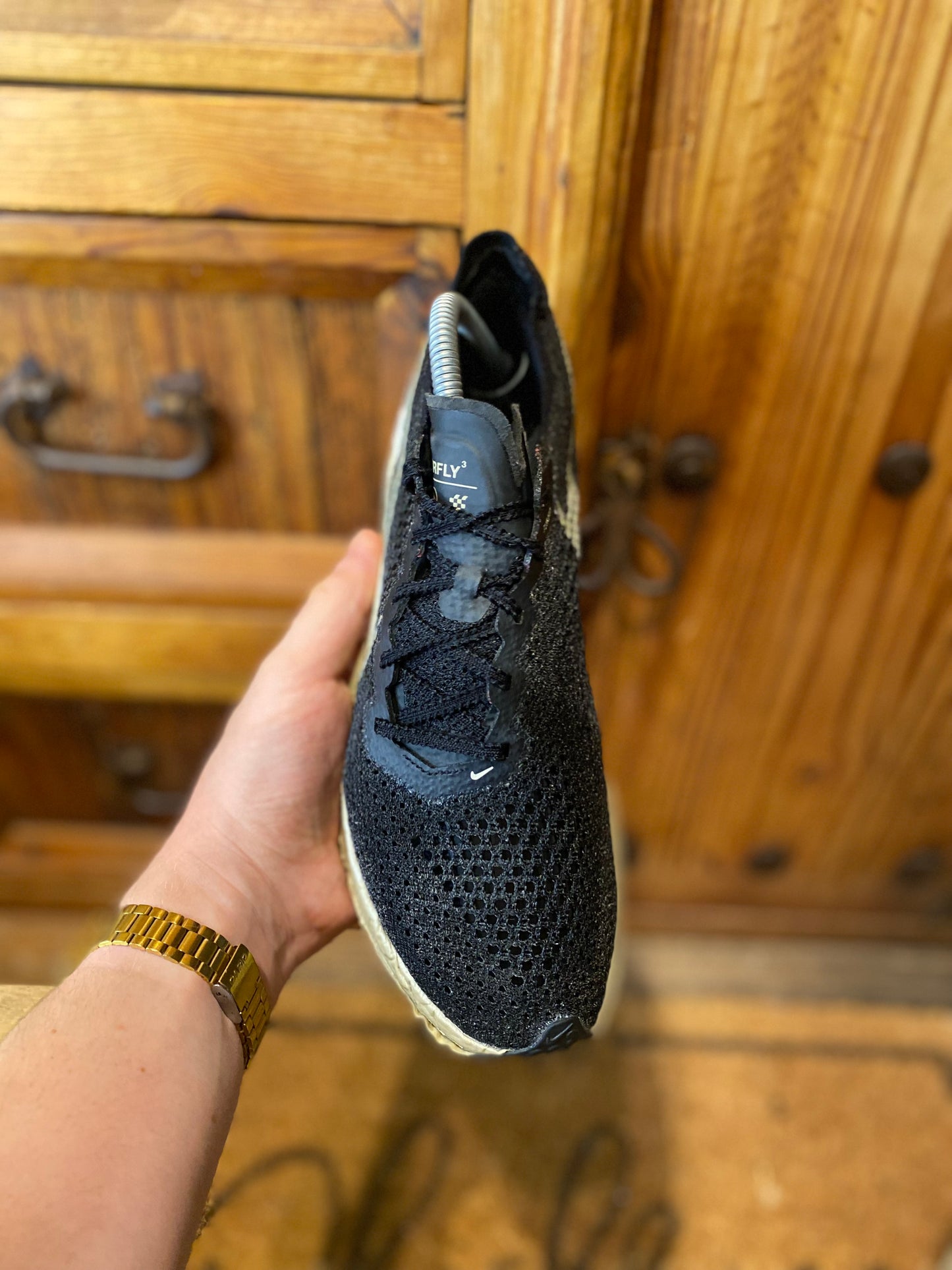 NIKE ZOOMX VAPORFLY 3 ‘BLACK METALLIC GOLD GRAIN’ - UK 6.5