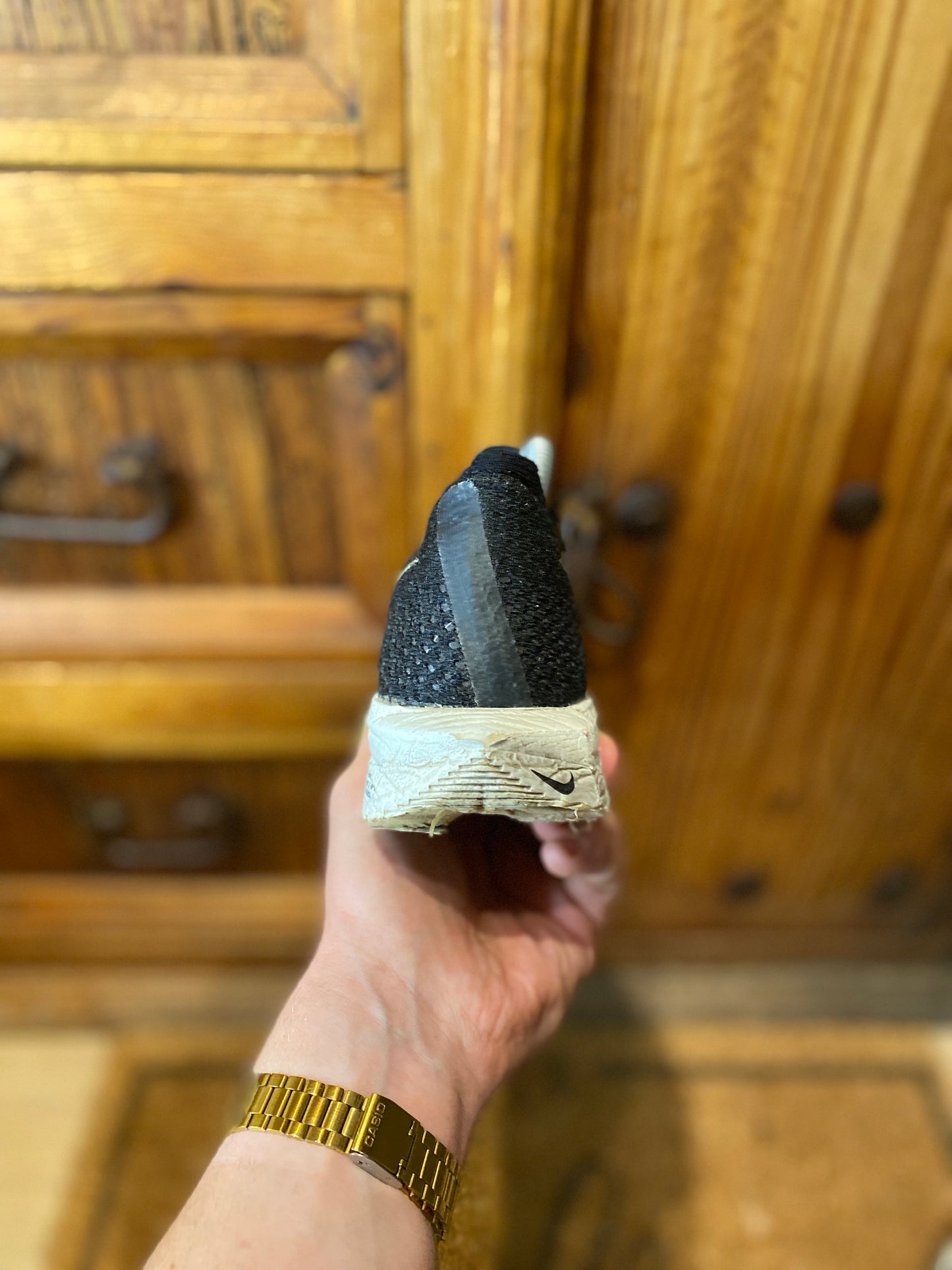 NIKE ZOOMX VAPORFLY 3 ‘BLACK METALLIC GOLD GRAIN’ - UK 6.5