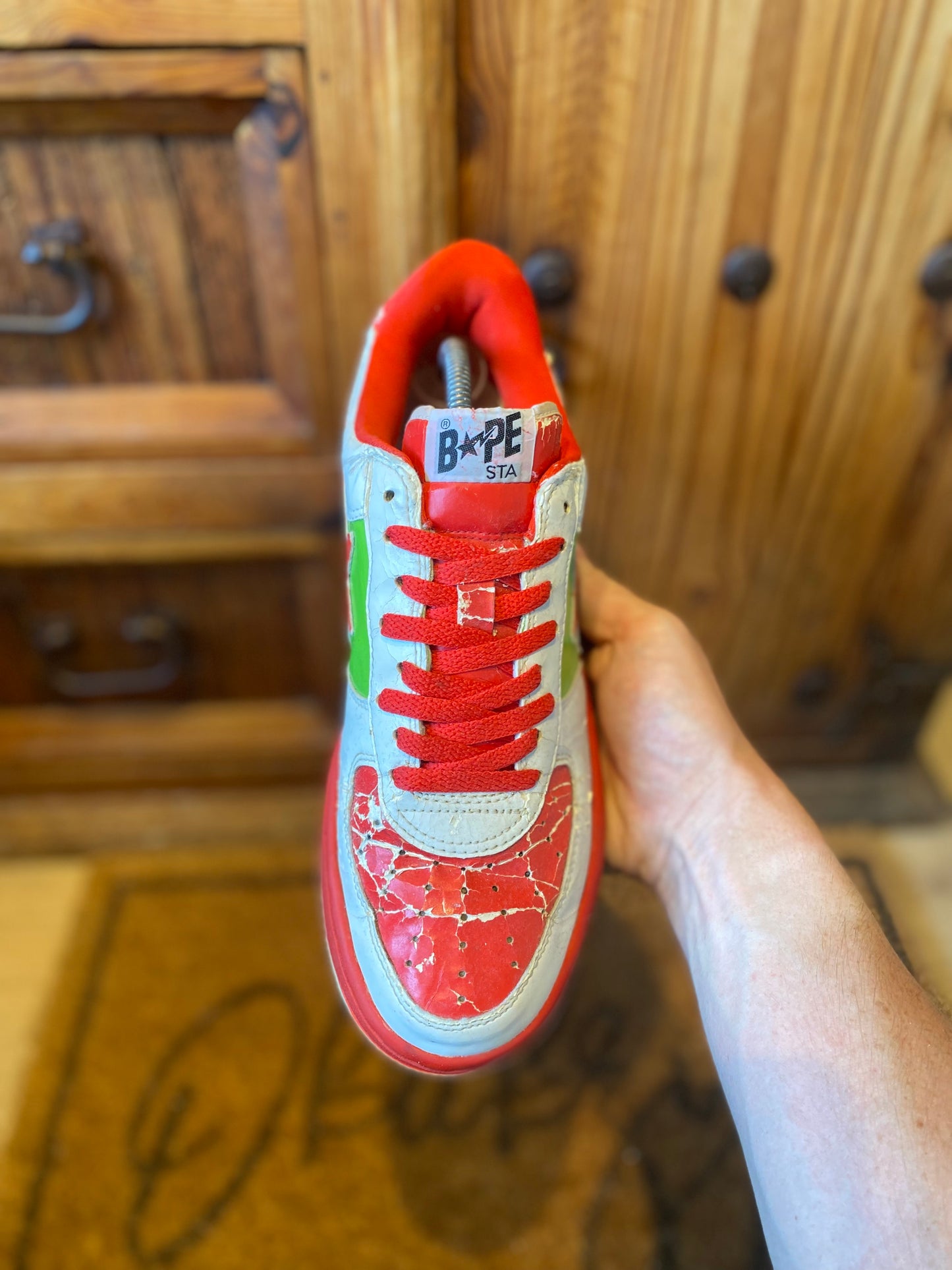BAPESTA ‘WHITE RED GREEN’ 484 SNEAKERS - 2005 - UK 8.5