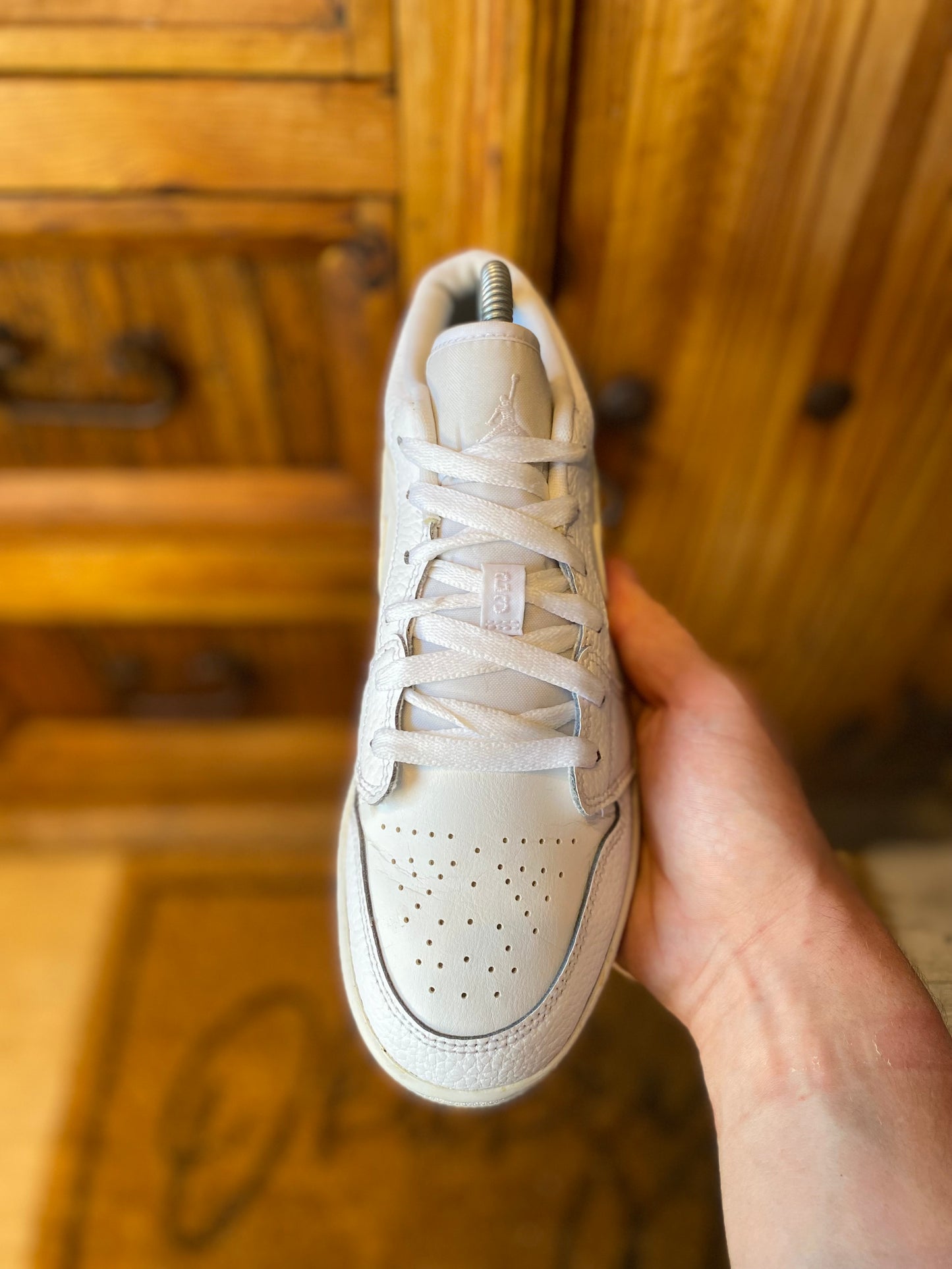JORDAN 1 LOW ‘TRIPLE WHITE TUMBLED LEATHER’ - UK 5