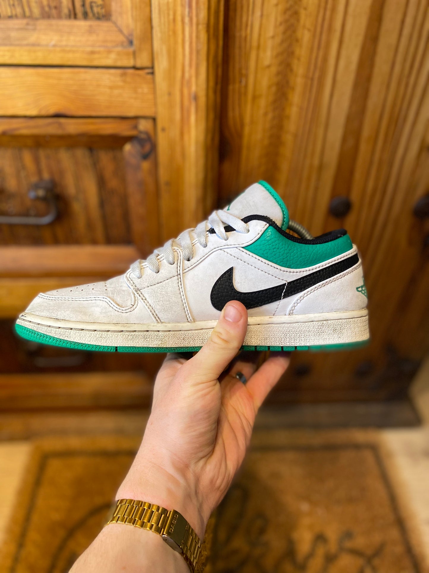 JORDAN 1 LOW ‘WHITE LUCKY GREEN BLACK’ - UK 8