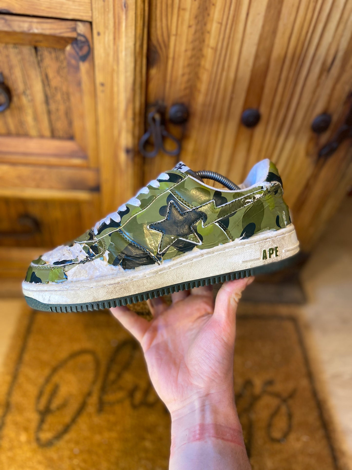 A BATHING APE BAPESTA ‘GREEN CAMO’ 2008 - UK 9