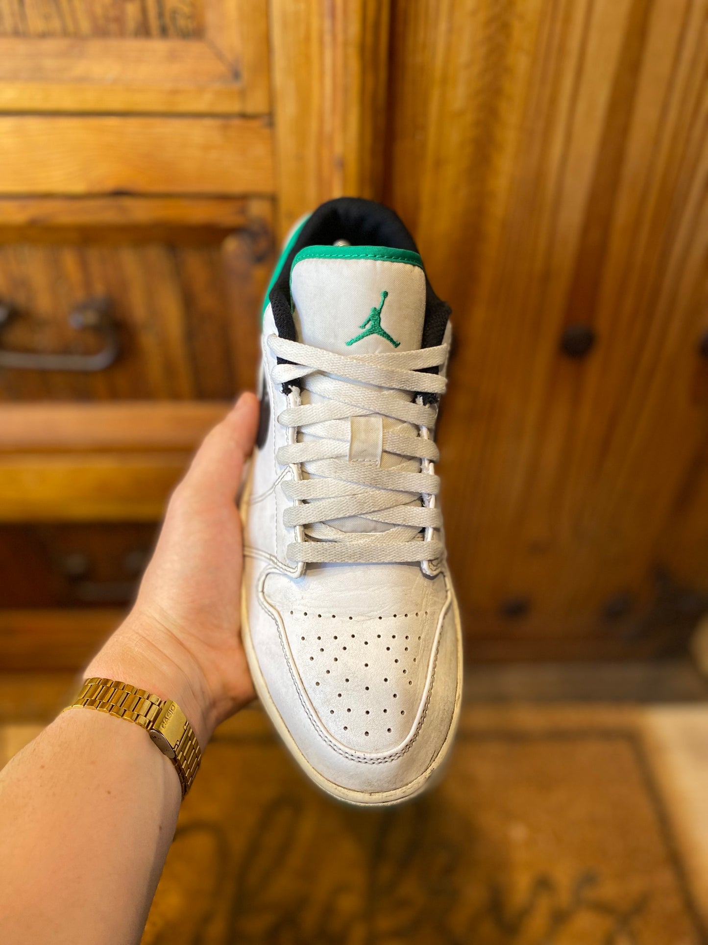 JORDAN 1 LOW ‘WHITE LUCKY GREEN BLACK’ - UK 8