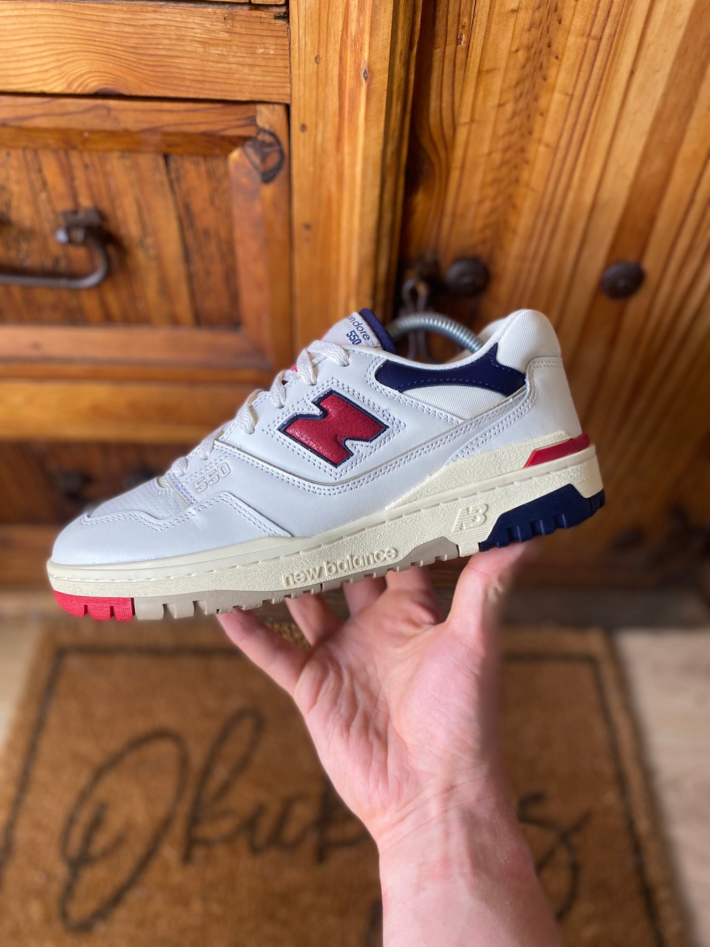 NEW BALANCE 550 AIMÉ LEON DORE ‘WHITE NAVY RED’ - UK 8.5