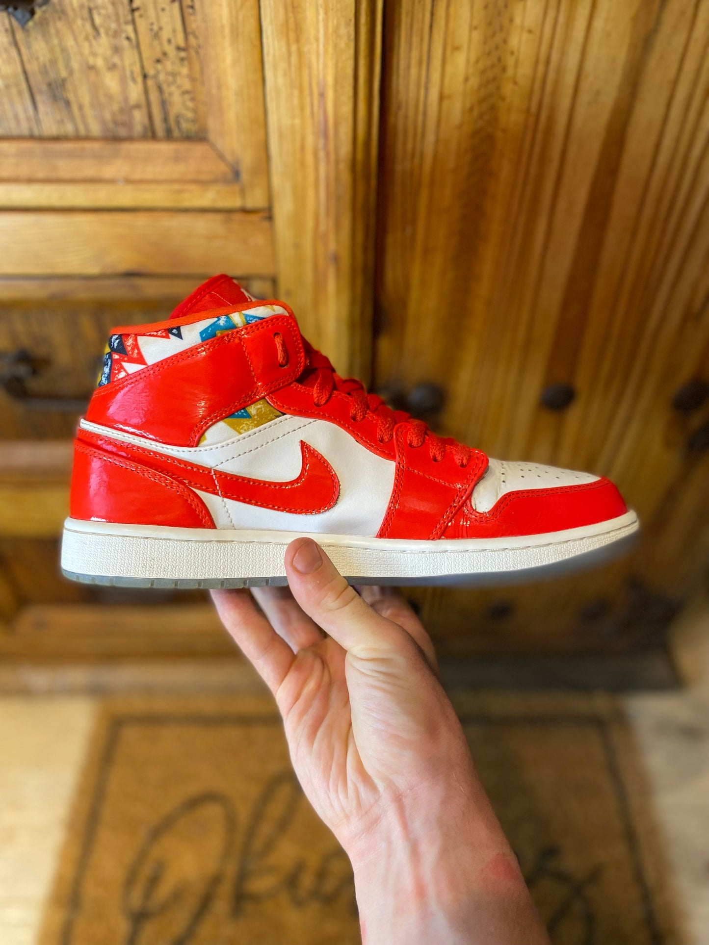 JORDAN 1 MID ‘BARCELONA RED SWEATER PATENT’ - UK 8.5