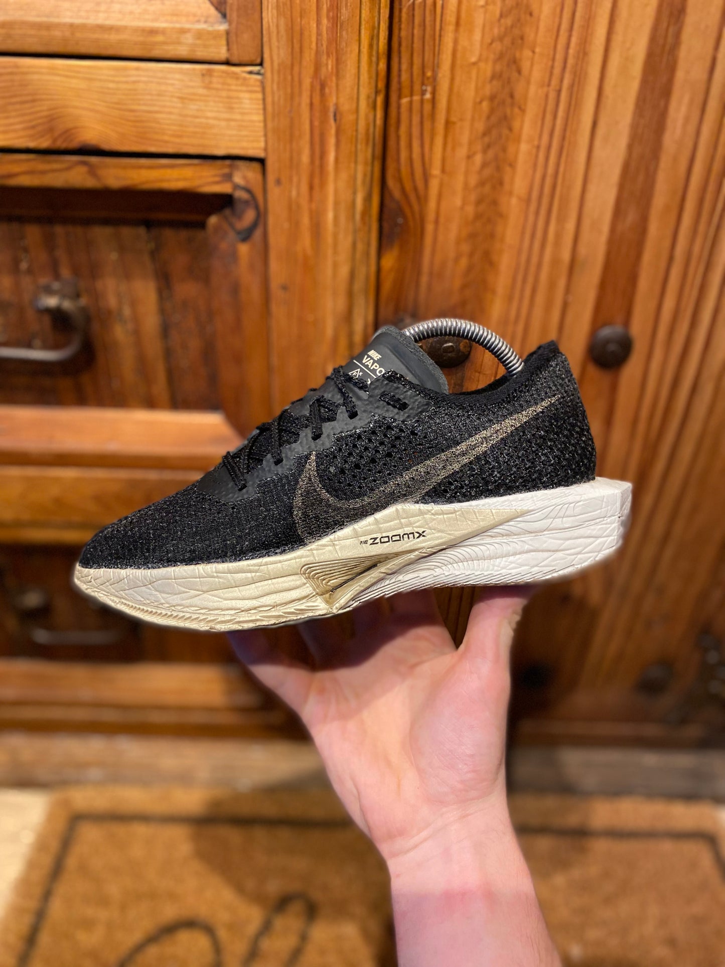 NIKE ZOOMX VAPORFLY 3 ‘BLACK METALLIC GOLD GRAIN’ - UK 7