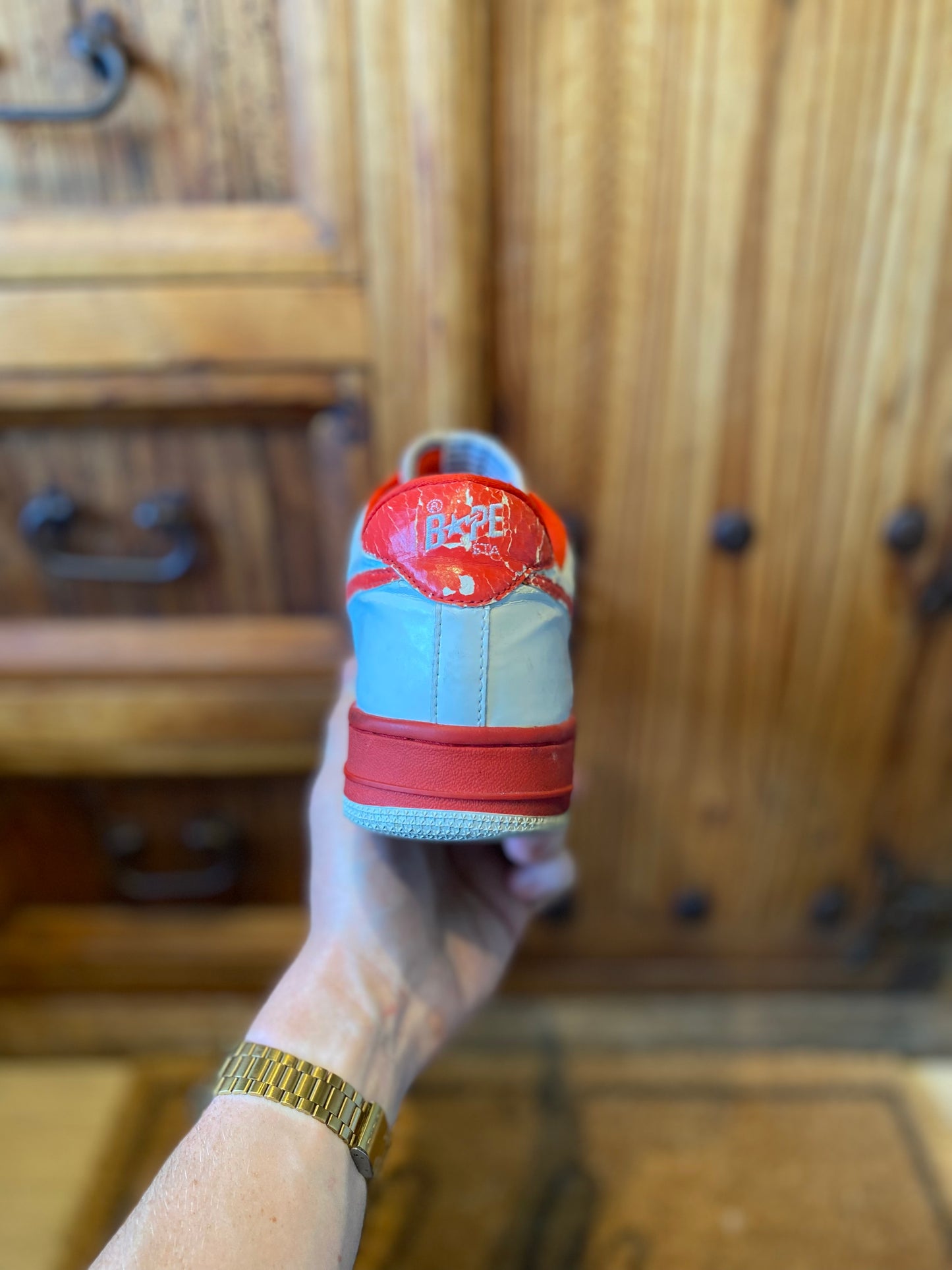 BAPESTA ‘WHITE RED GREEN’ 484 SNEAKERS - 2005 - UK 8.5
