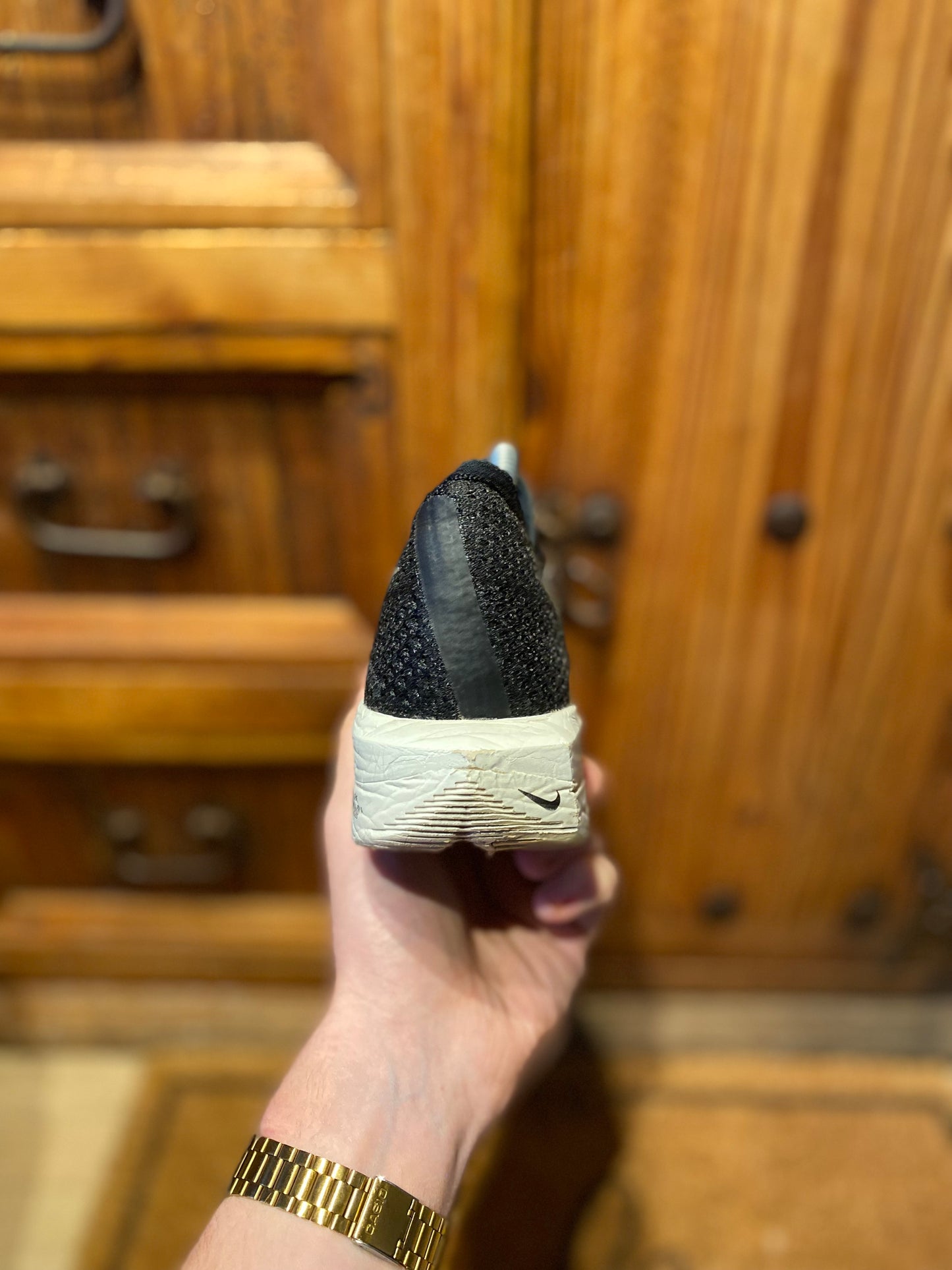 NIKE ZOOMX VAPORFLY 3 ‘BLACK METALLIC GOLD GRAIN’ - UK 7