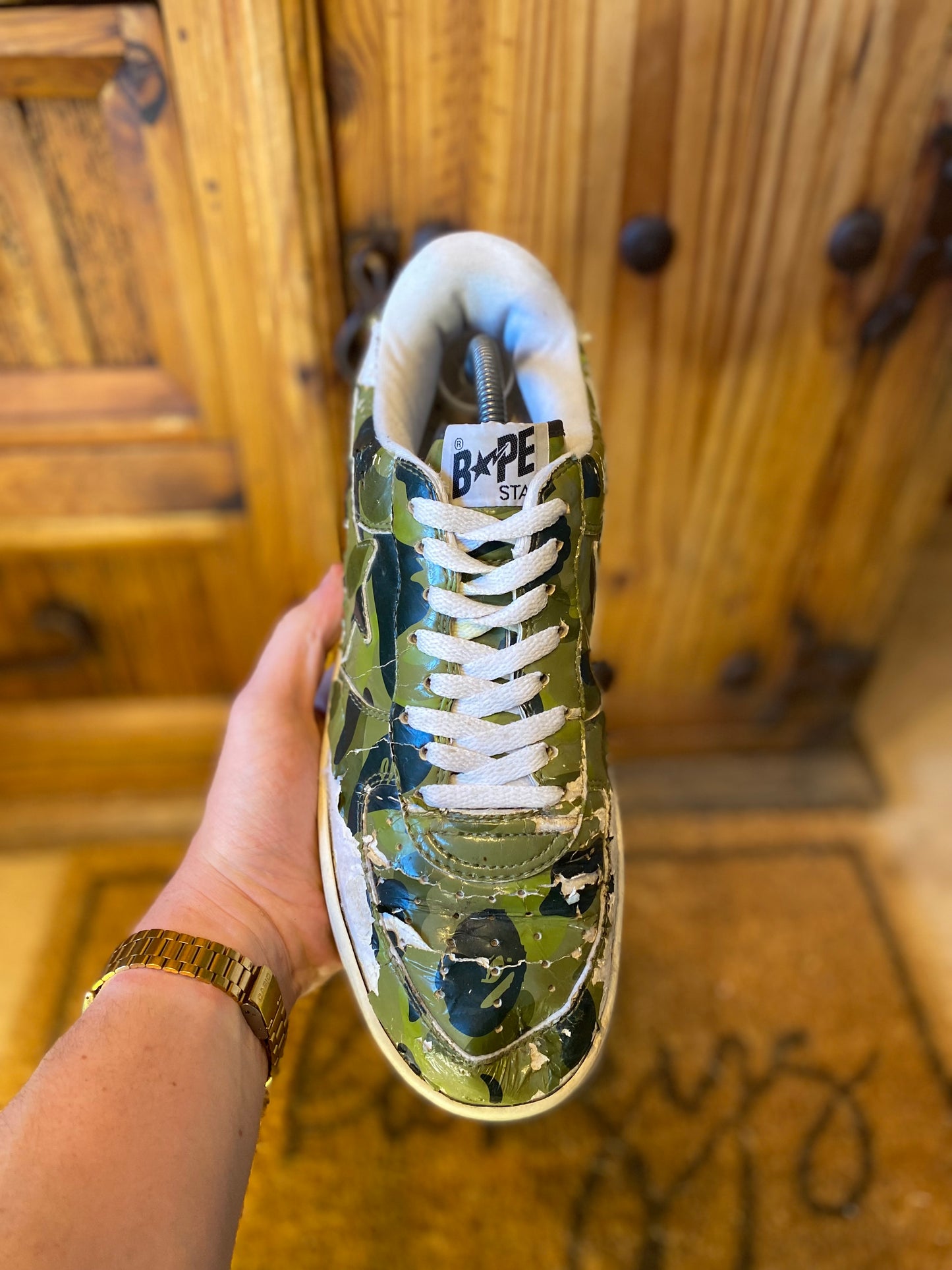 A BATHING APE BAPESTA ‘GREEN CAMO’ 2008 - UK 9