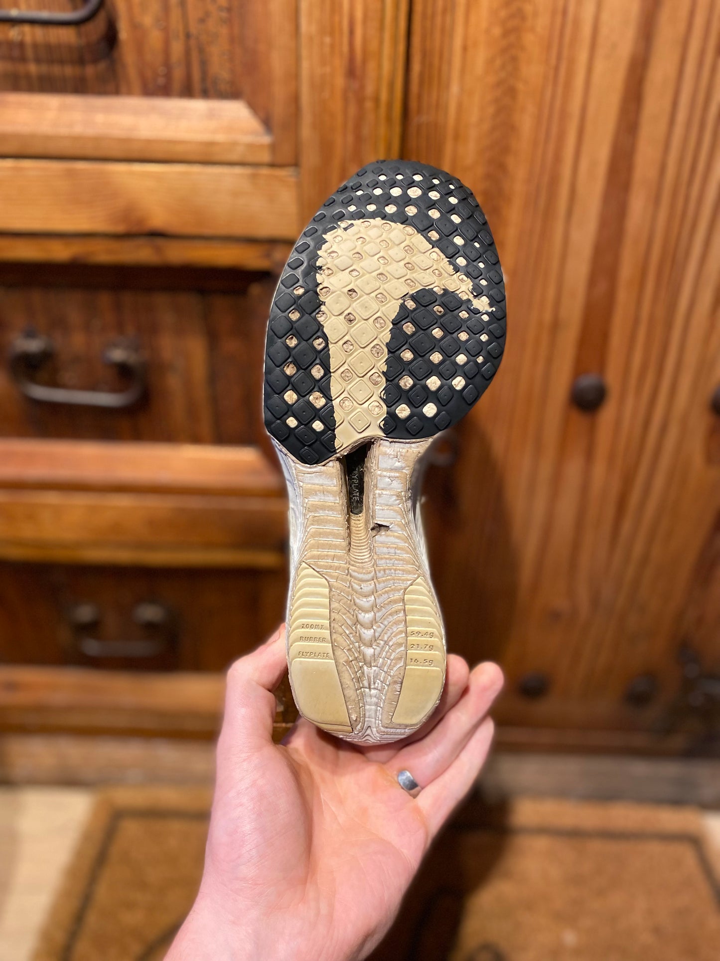 NIKE ZOOMX VAPORFLY 3 ‘BLACK METALLIC GOLD GRAIN’ - UK 7