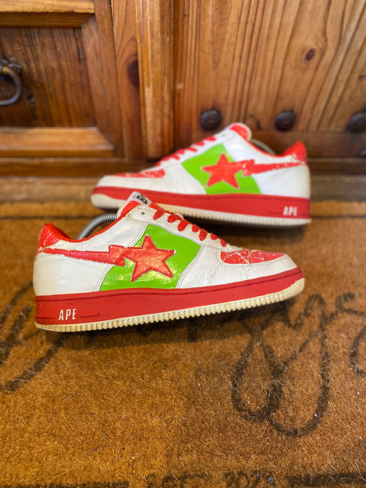 BAPESTA ‘WHITE RED GREEN’ 484 SNEAKERS - 2005 - UK 8.5