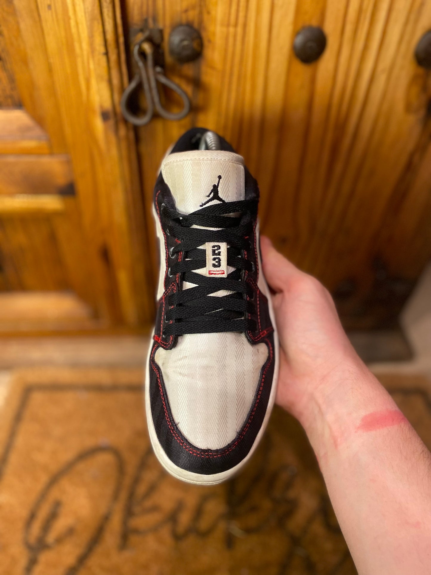 JORDAN 1 LOW ‘BLACK WHITE GYM RED’ - UK 5.5