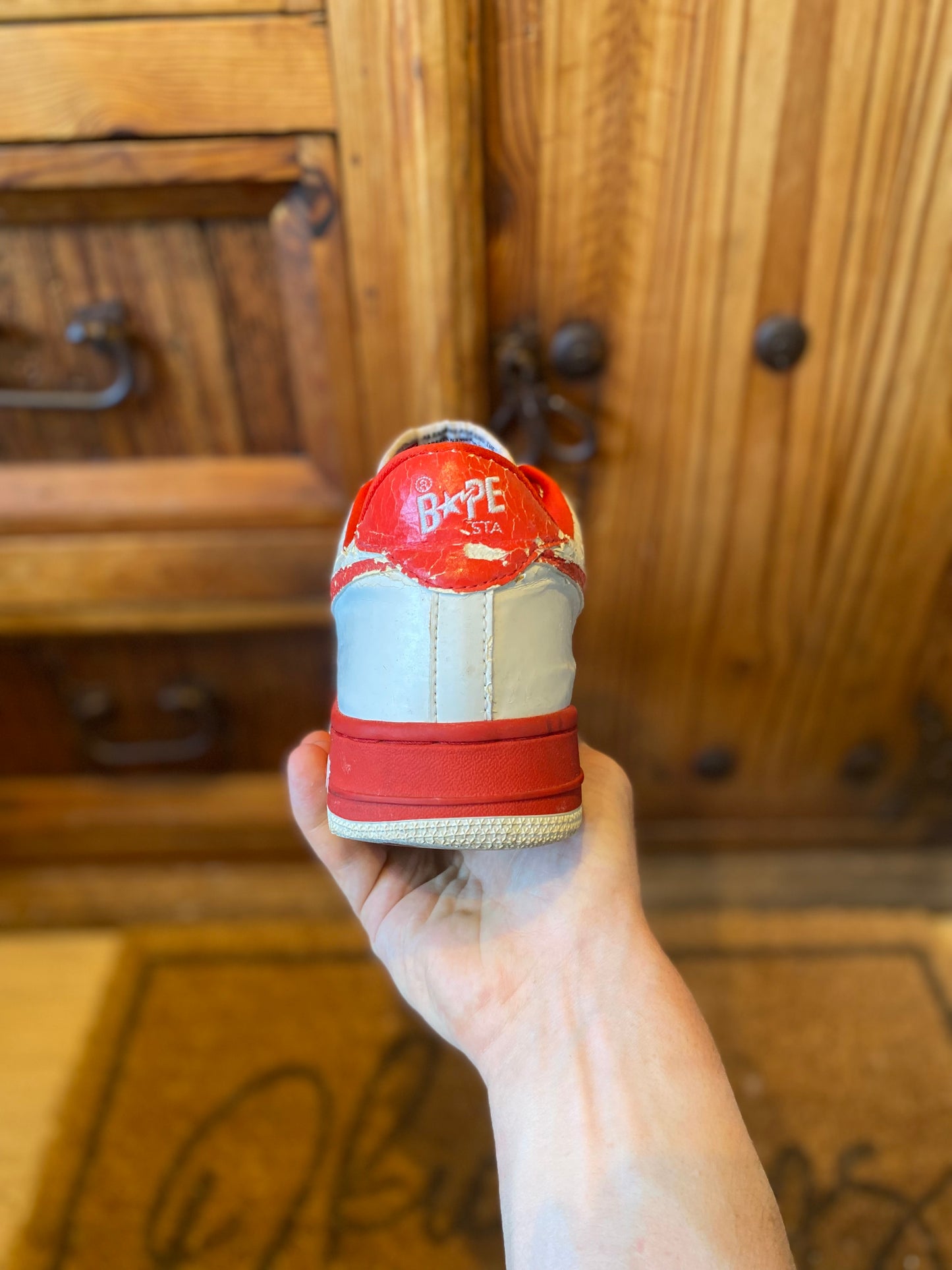 BAPESTA ‘WHITE RED GREEN’ 484 SNEAKERS - 2005 - UK 8.5