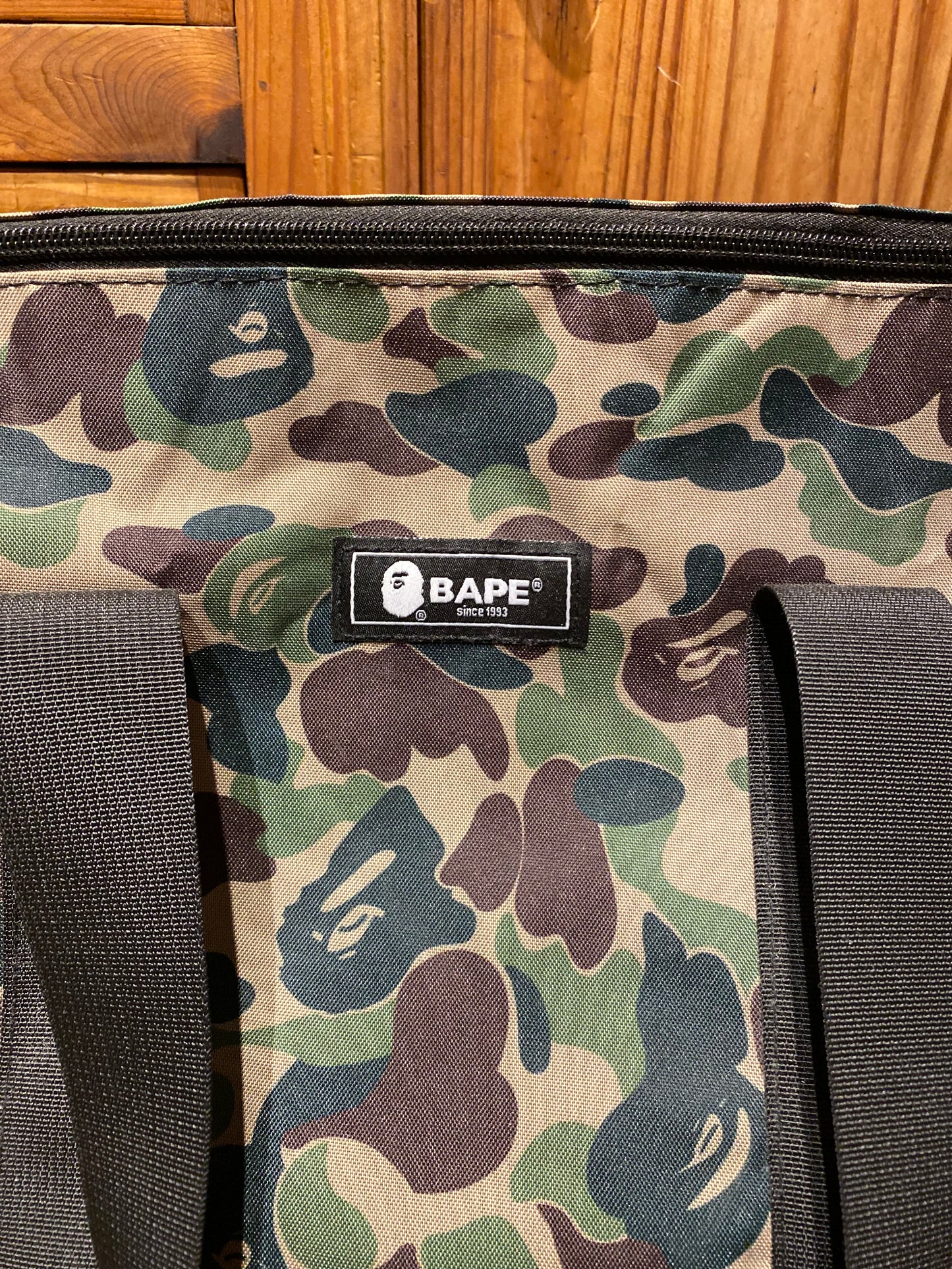 A BATHING APE BAPE GREEN CAMO DUFFLE BAG - NEW